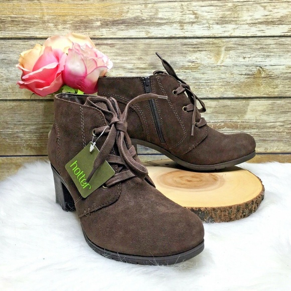 Hotter Cornwall Brown Suede Leather Ankle Boots